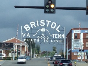 The Tennessee/Virginia state line runs along State Street in Bristol.